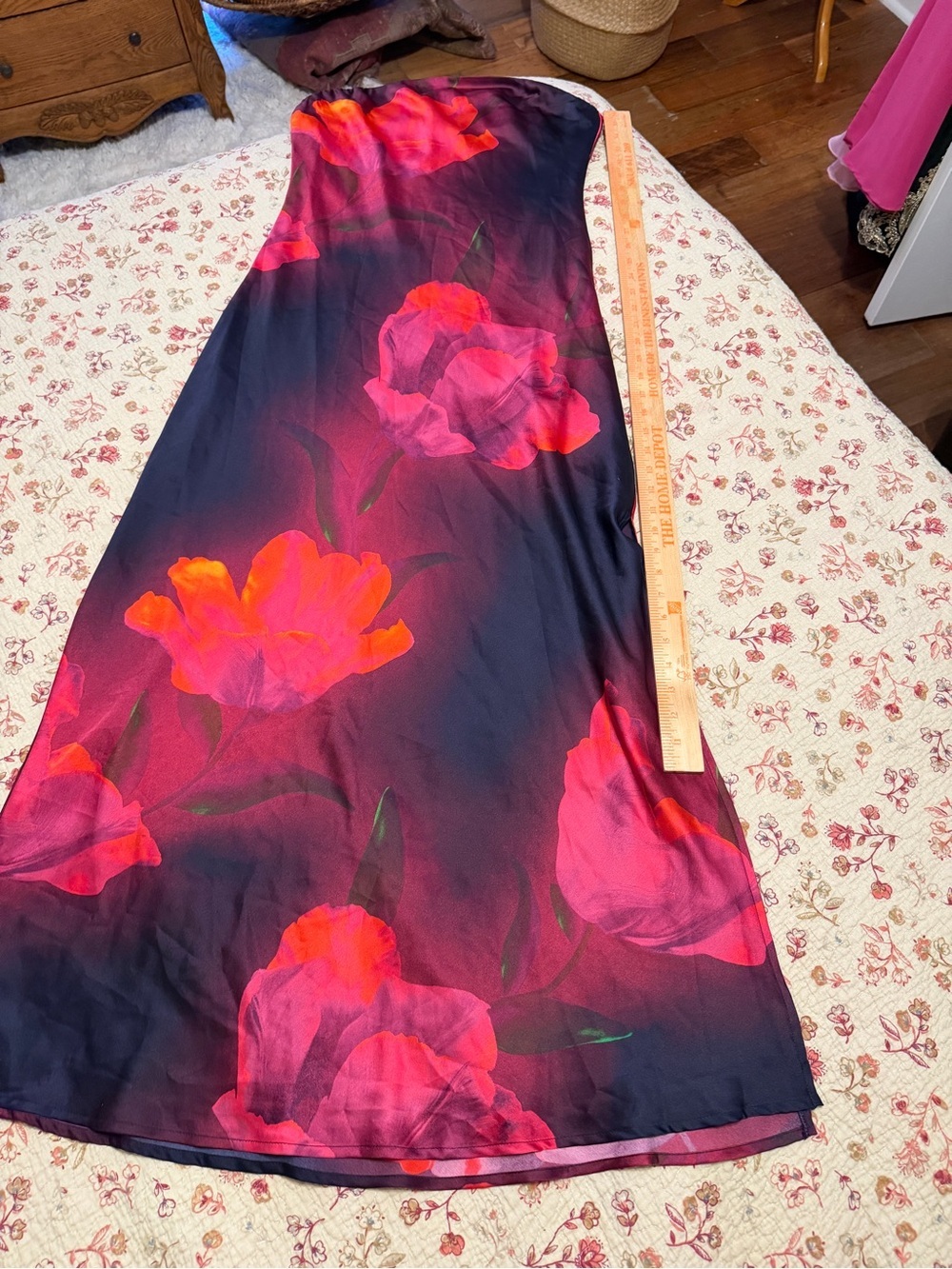 Dress Forum Navy Dress with Floral Accent